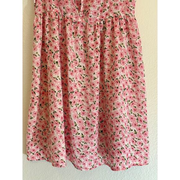 CIDER Women's Medium Ruffled Mini Pink Floral Dress Fall Layer Feminine - Picture 4 of 6